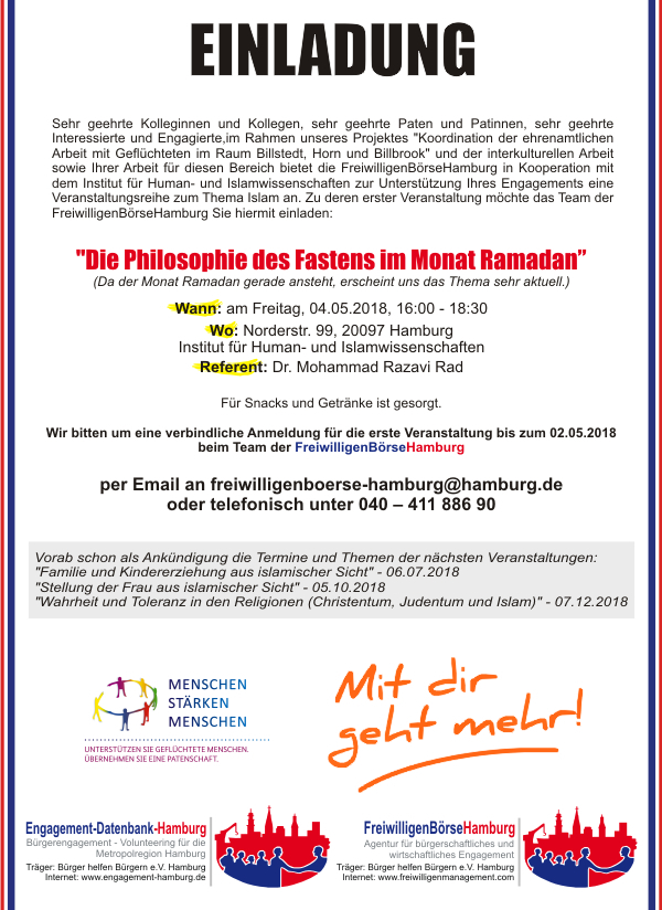 Einladung Die Philosophie des Fastens im Monat Ramadan