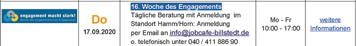 Tägliche Beratung mit Anmeldung  im Standort Hamm/Horn