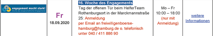 Tag der offenen Tür beim HelferTeam Rothenburgsort in der Marckmannstraße 25